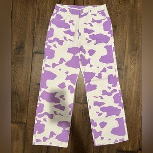 Purple Cow Print Pants